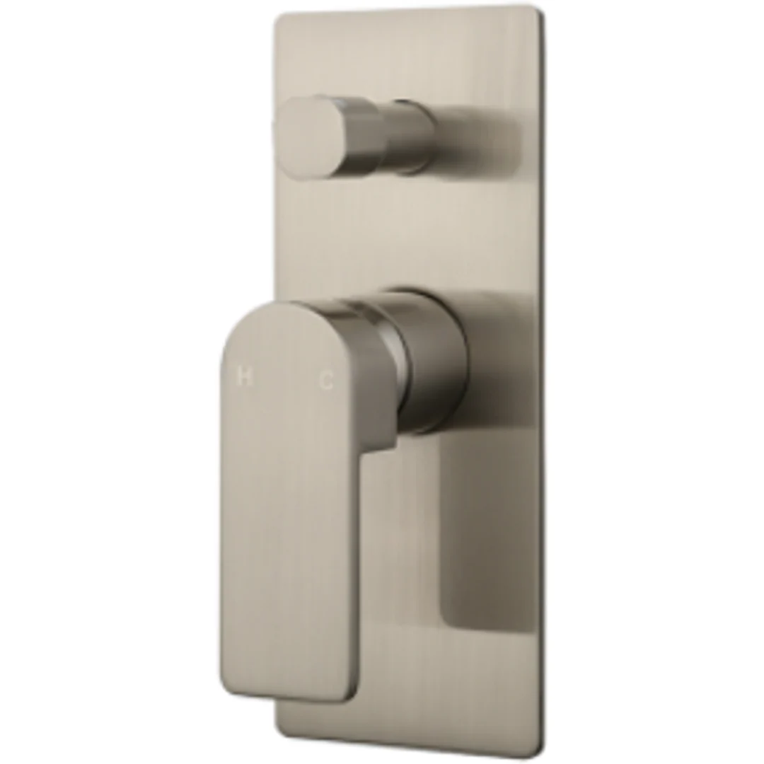 Bella Vista Ikon Flores Wall Mixer With Diverter Brushed Nickel - Image 2