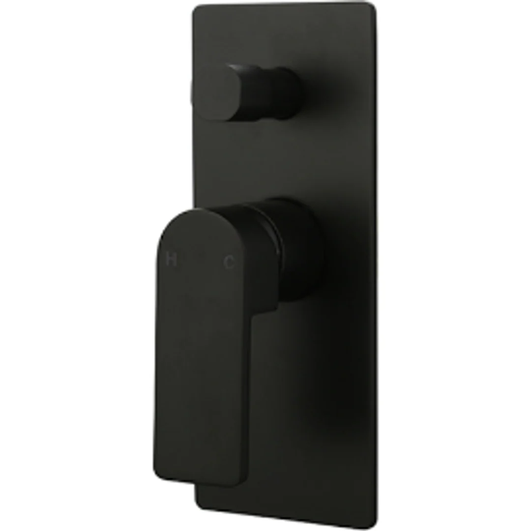 Bella Vista Ikon Flores Wall Mixer With Diverter Matte Black - Image 2