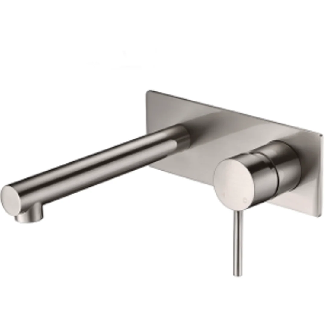 Bella Vista Ikon Hali Wall Basin Mixer Brushed Nickel - Image 2