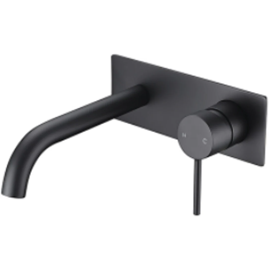 Bella Vista Ikon Hali Wall Basin Mixer With Curved Spout Matt Black - Image 2