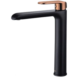 Bella Vista Ikon Kara Highrise Basin Mixer Matt Black Rose Gold Lever
