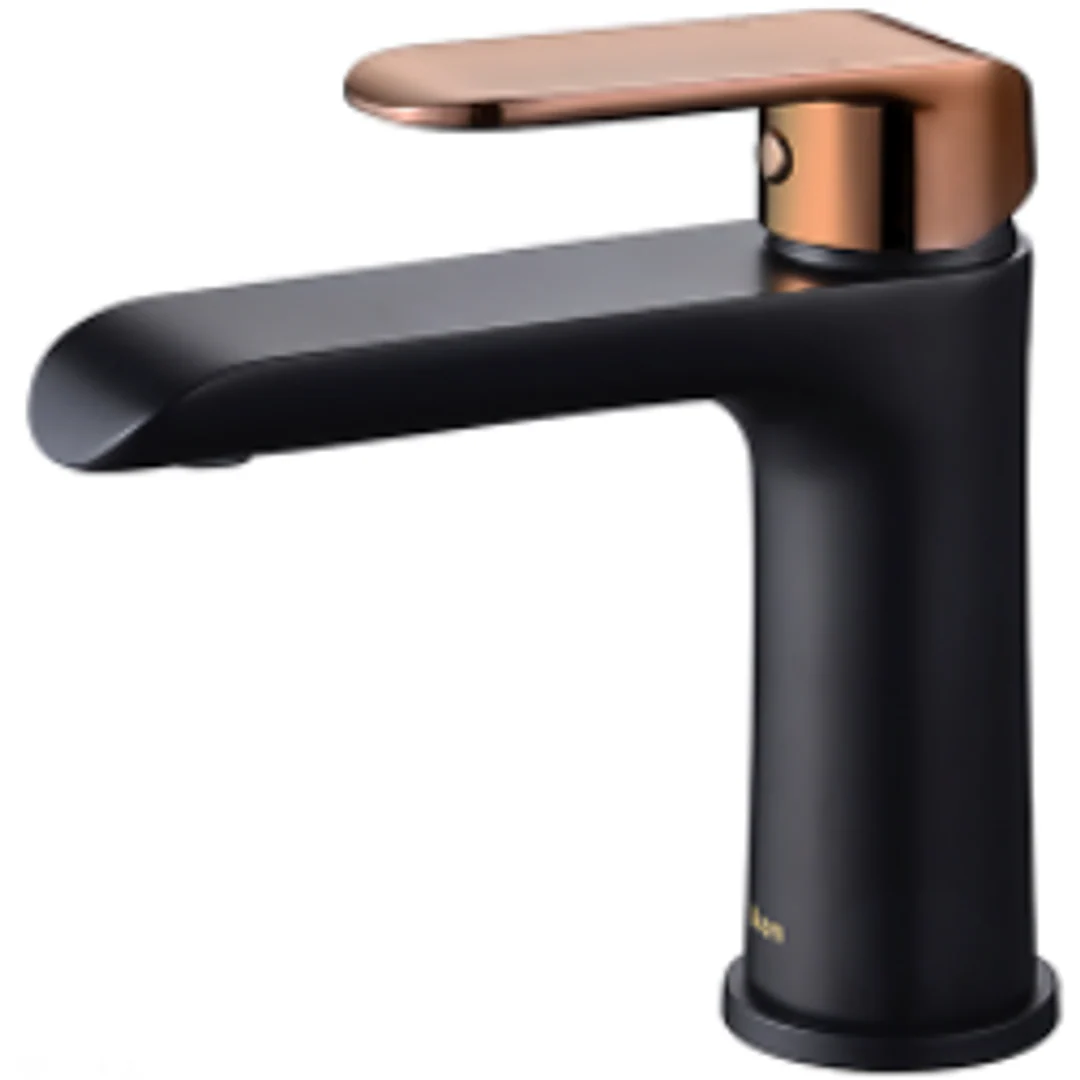 Bella Vista Kara Basin Mixer Matte Black And Rose Gold - Image 2