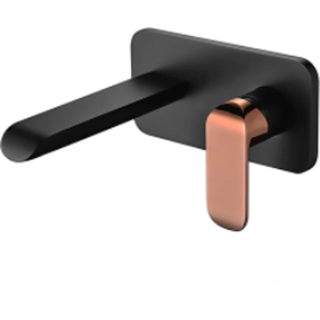 Bella Vista Kara Basin Mixer Matte Black And Rose Gold Wall - Image 2