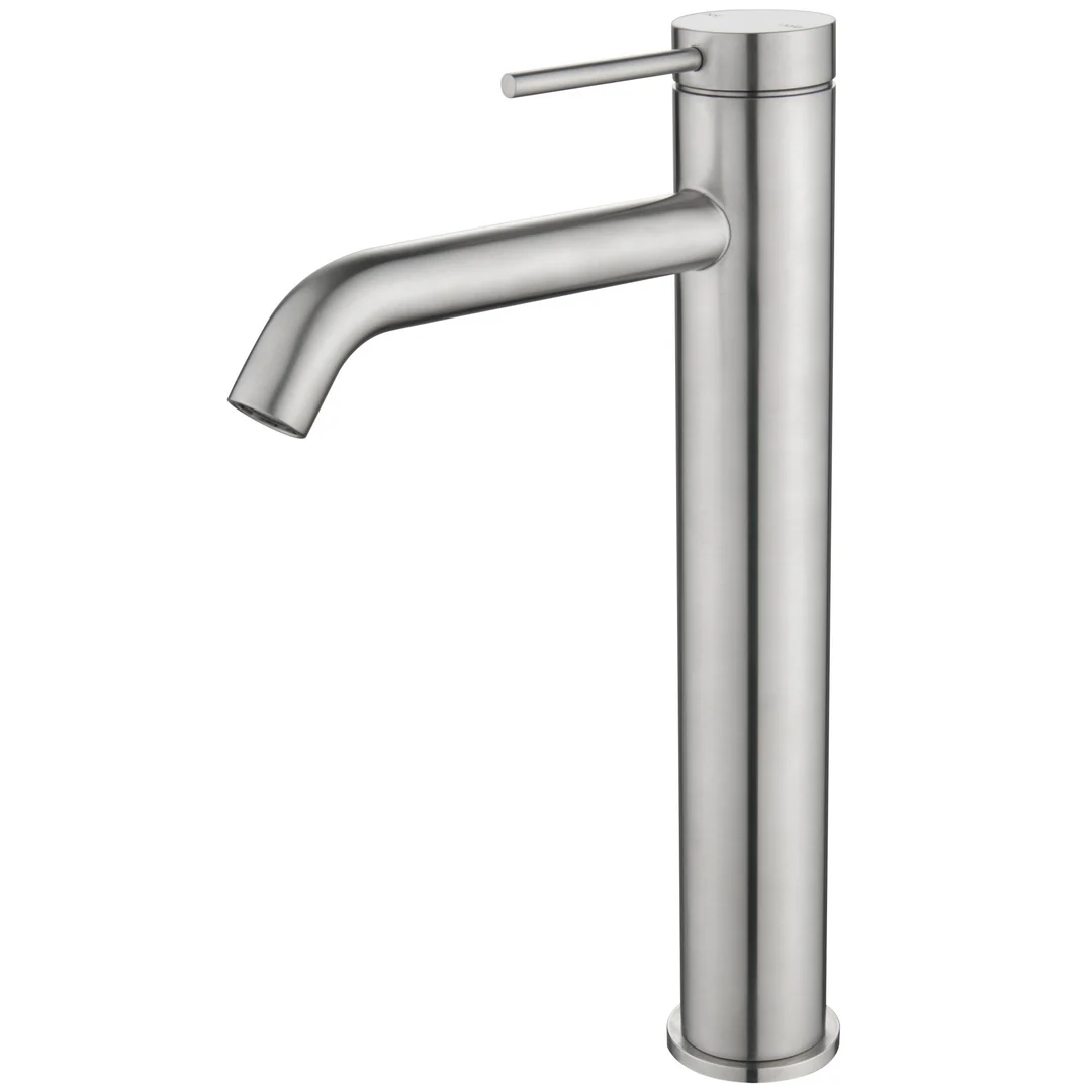 Bella Vista Mica Tall Basin Mixer Curved Spout Brushed Nickel - Image 2