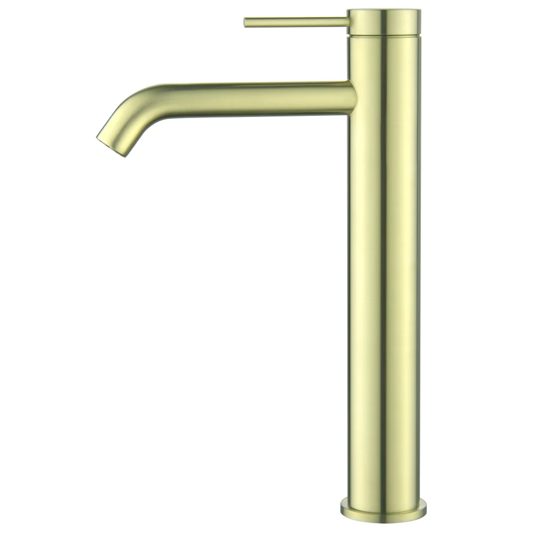 Bella Vista Mica Tall Basin Mixer Curved Spout French Gold - Image 2