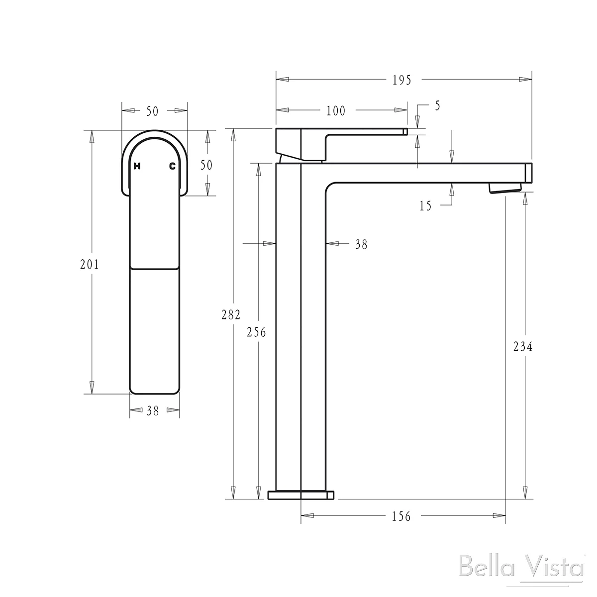 Bella Vista Milos Tall Basin Mixer Brushed Nickel - Image 3