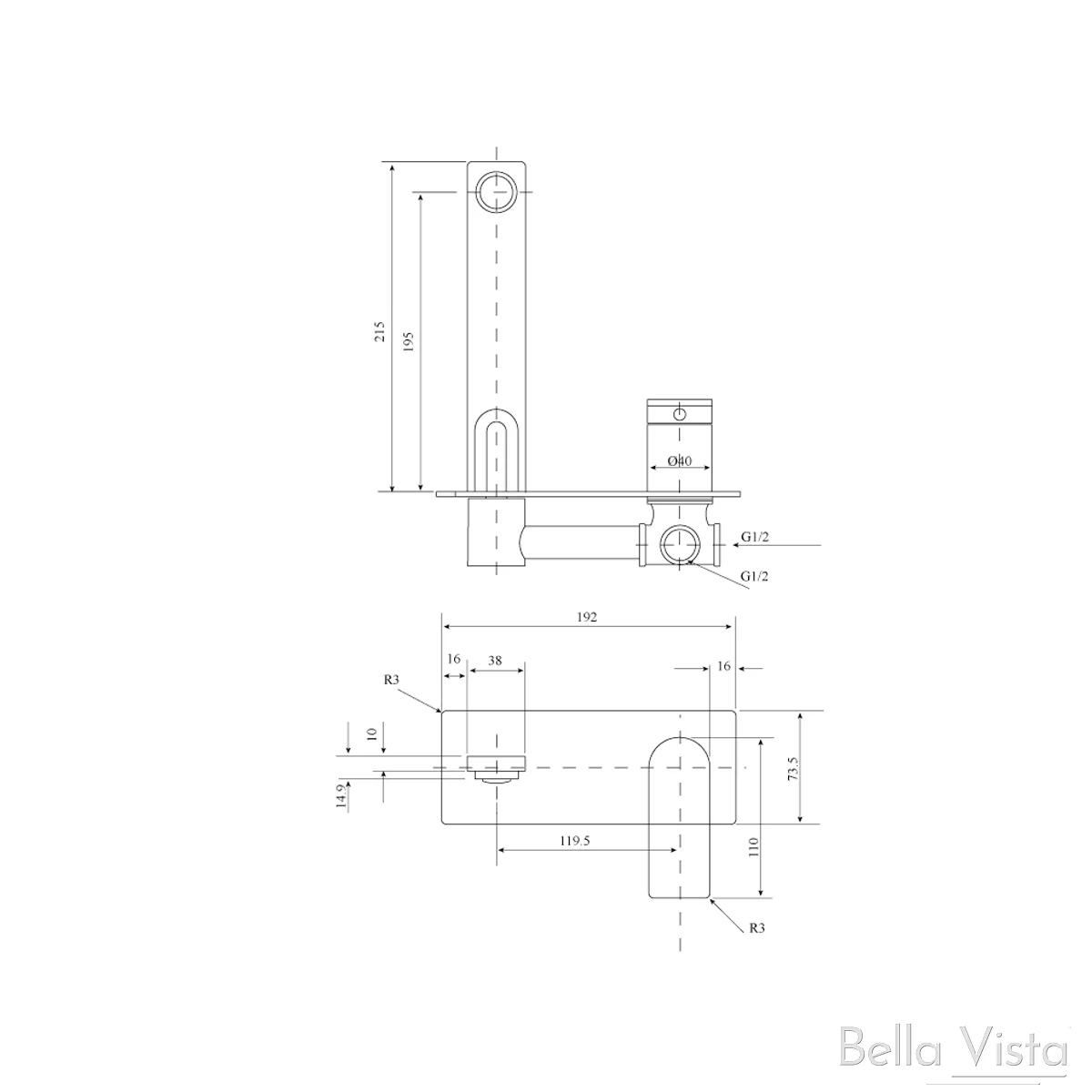 Bella Vista Pradus Combo Mixer And Spout Gun Metal - Cresta - Image 3