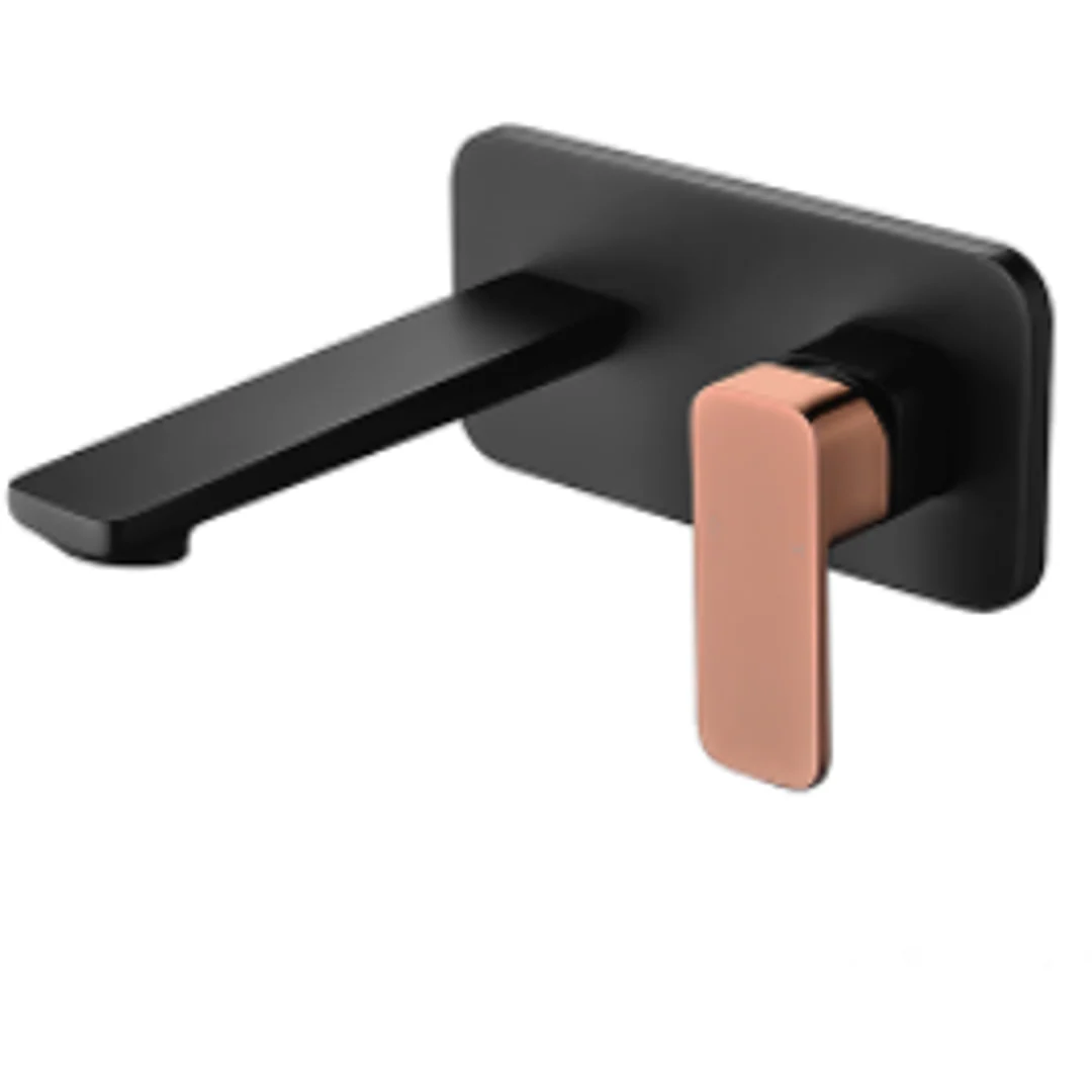 Bella Vista Seto Wall Basin Mixer Matte Black And Rose Gold - Image 2