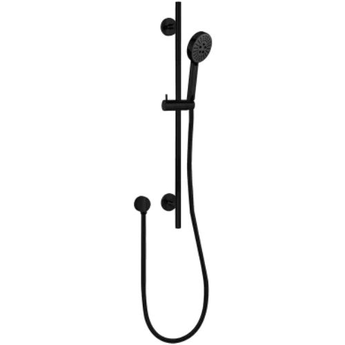Bella Vista Shower Head On Rail Round Black Builders Range