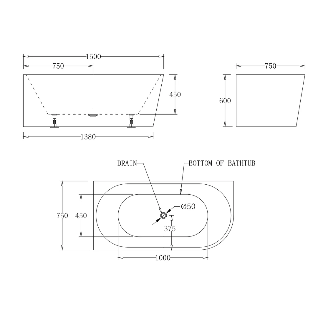BEST BM MILAN 1500 LEFT CORNER BATH WHITE BTM1500L - Image 3