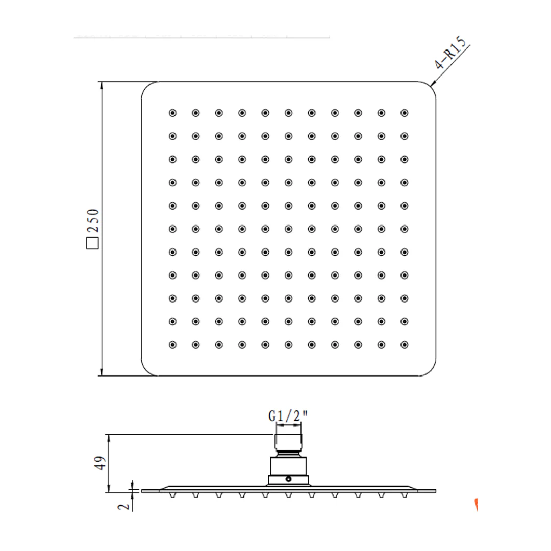Bestlink Nirvana S/Steel Shower Rose Square Chrome - Image 3