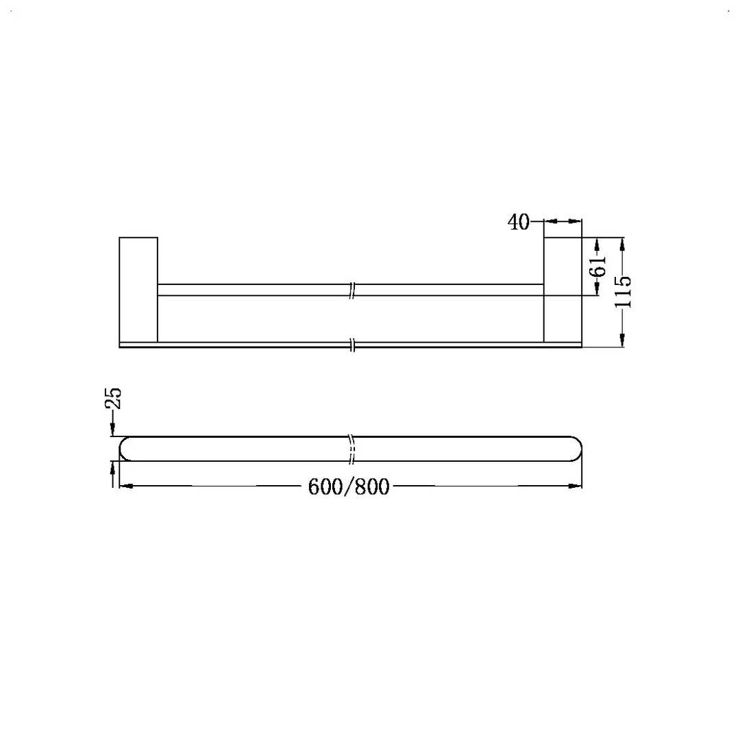 Nero Bianca Double Towel Rail 600Mm Brushed Nickel - Image 5