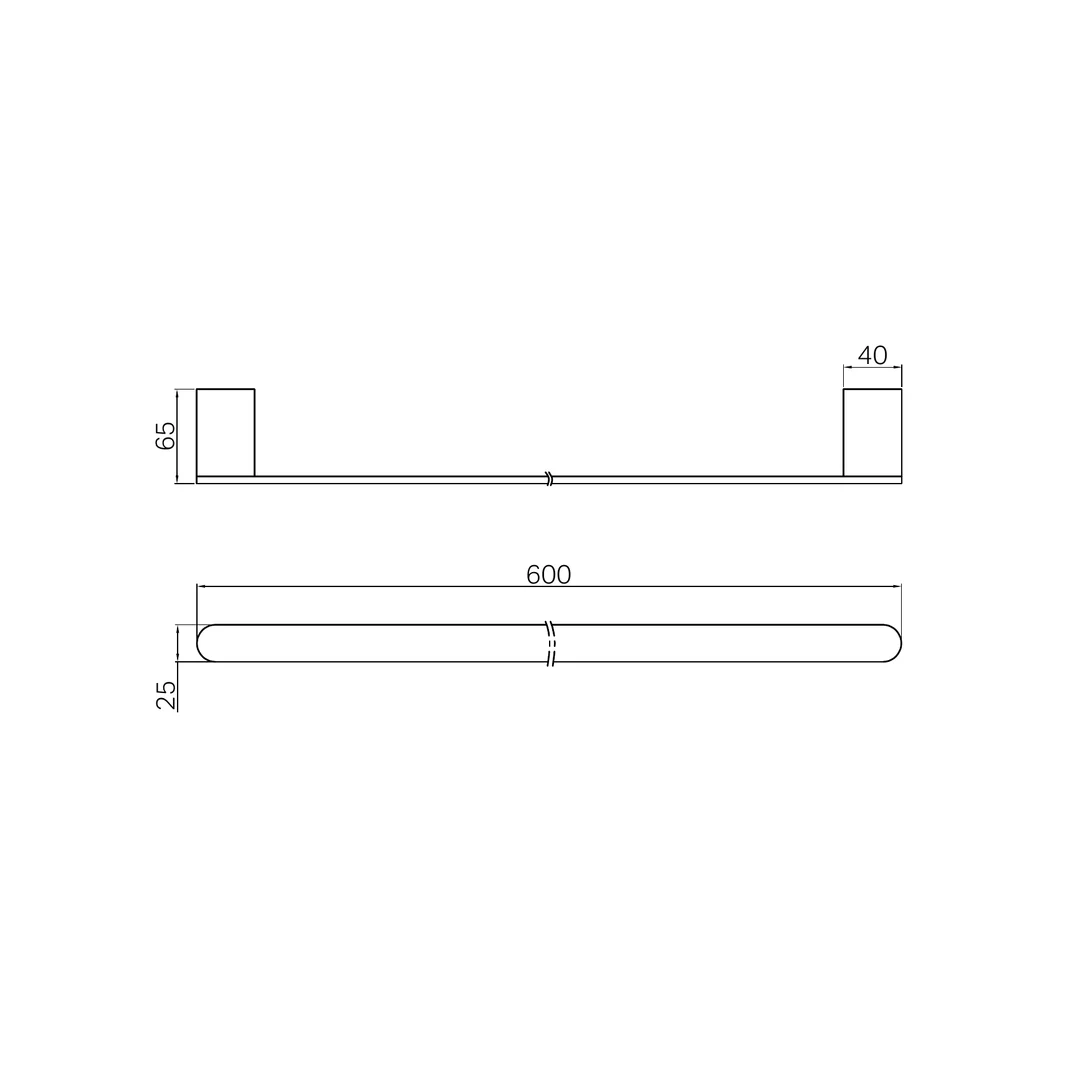 Nero Bianca Single Towel Rail 600Mm Brushed Nickel - Image 3