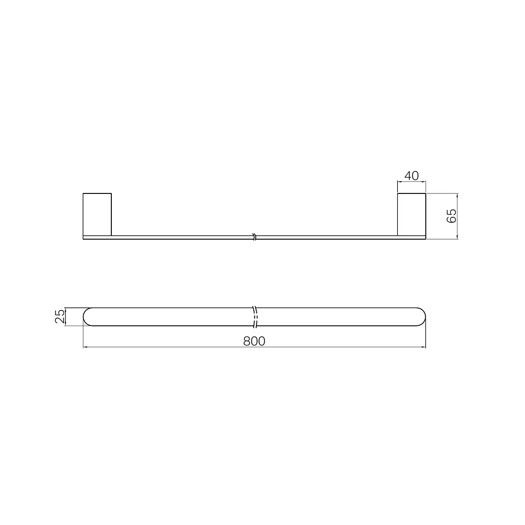 Nero Bianca Single Towel Rail 800Mm Gun Metal - Image 3