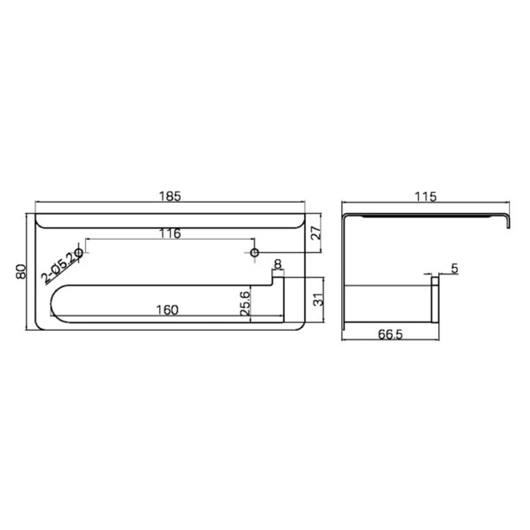 Nero Bianca Toilet Roll Holder With Phone Shelf Brushed Nickel - Image 3