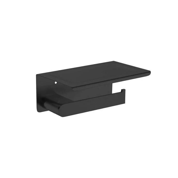 Nero Bianca Toilet Roll Holder With Phone Shelf Matt Black - Image 2