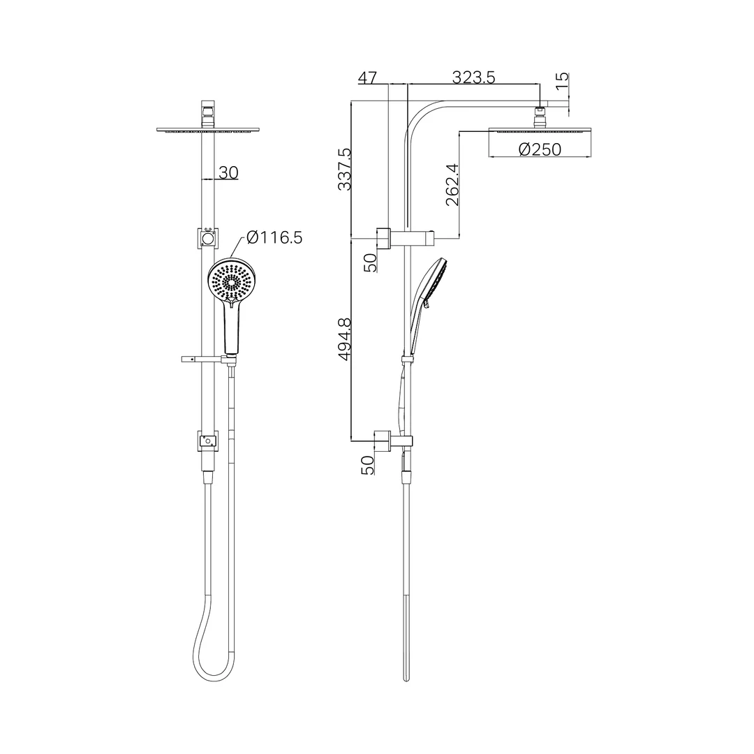 Bianca Twin Nero Shower - Gun Metal - Image 2