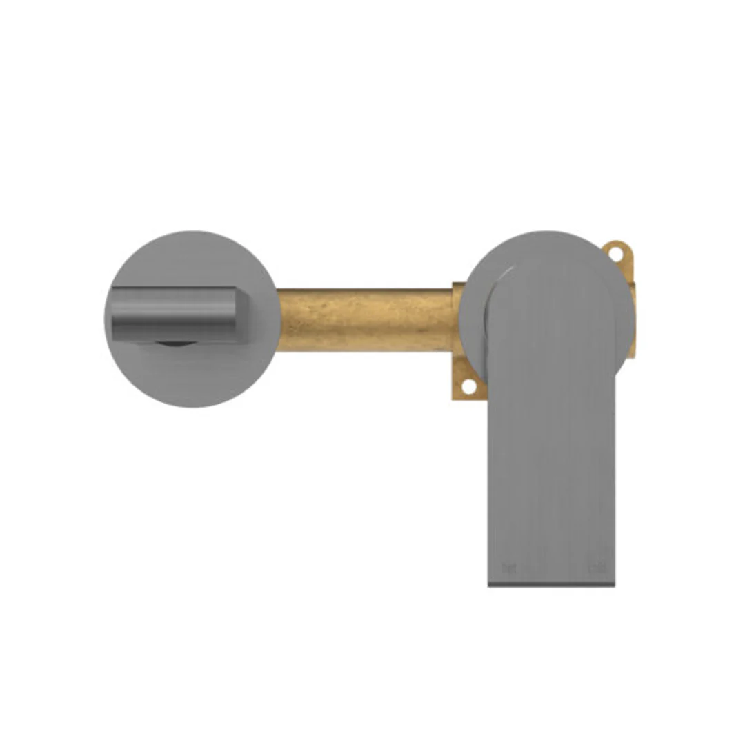 Nero Bianca Wall Basin Mixer With Separate Back Plate Gun Metal - Image 4