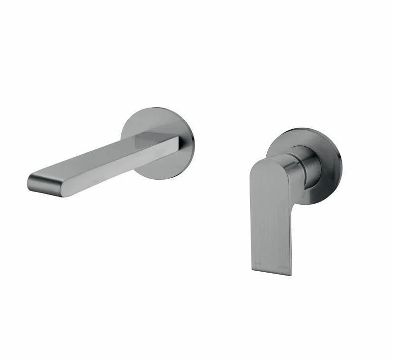 Nero Bianca Wall Basin Mixer With Separate Back Plate Gun Metal - Image 9