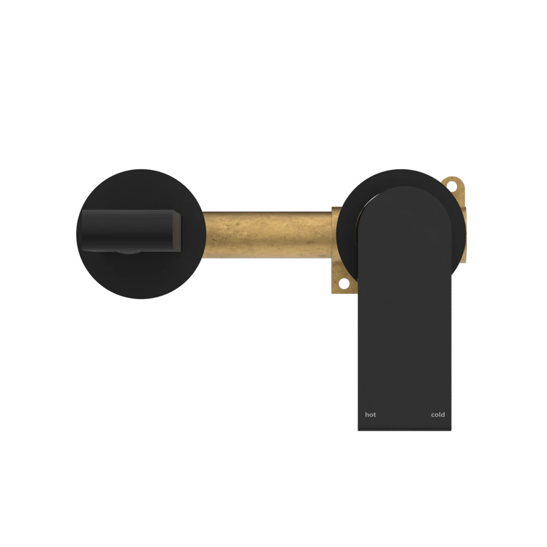 Nero Bianca Wall Basin Mixer With Separate Back Plate Matt Black - Image 4
