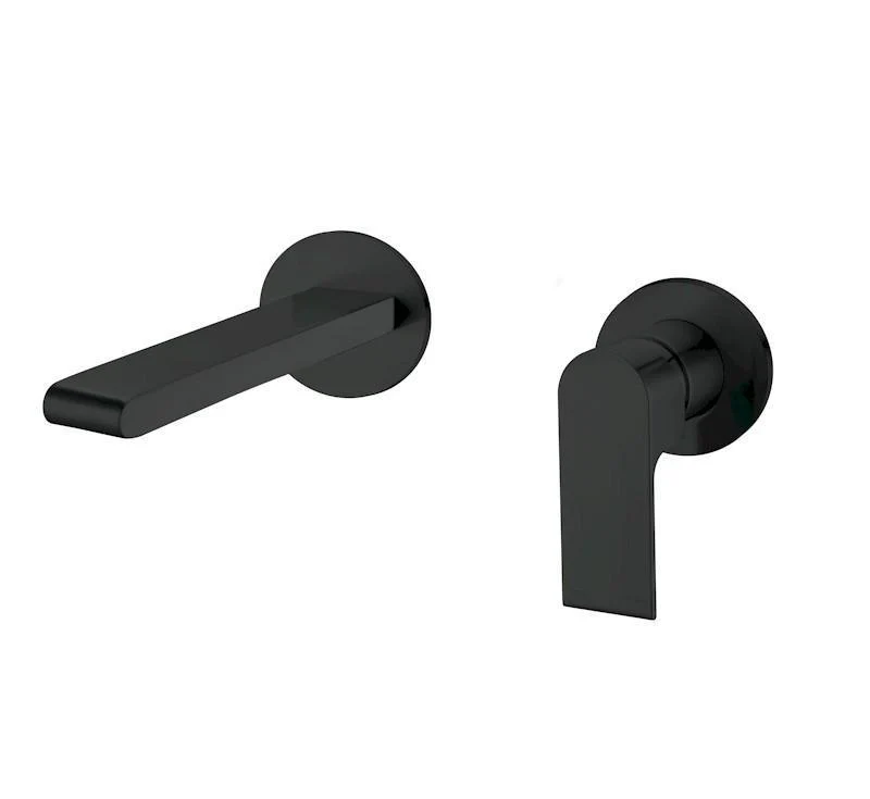 Nero Bianca Wall Basin Mixer With Separate Back Plate Matt Black - Image 5