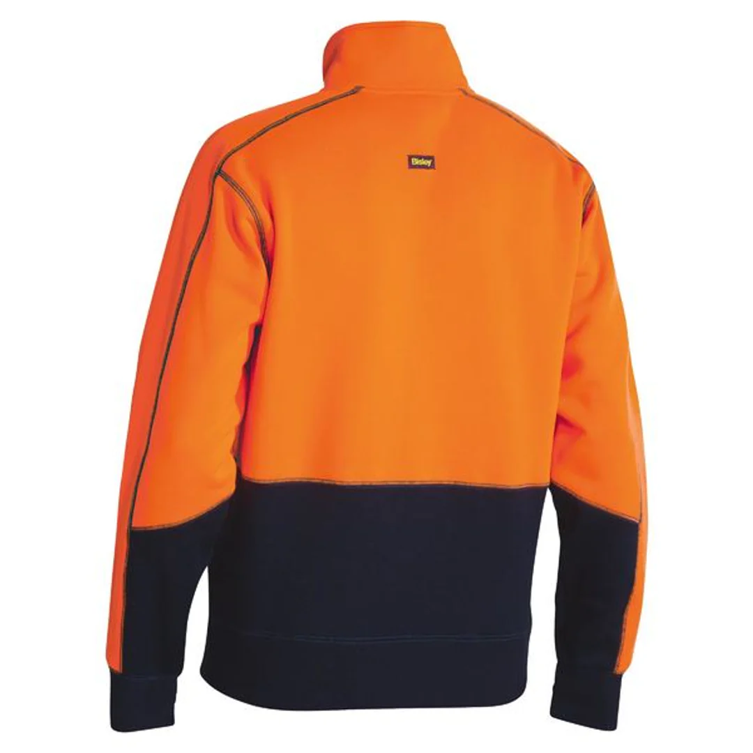 Bisley Hi Vis Fleece 1/4 Zip Pullover Orange/Navy - Image 2