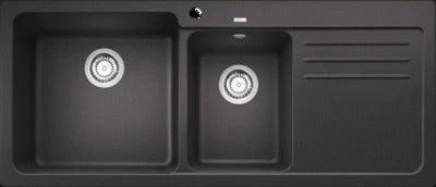 Blanco Naya8Sb Sink Left Hand 1&1/2 Bowl Double Black With Drainer