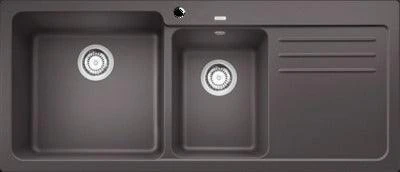 Blanco Naya8Sg Silgranit 1&1/2 Bowl Inset Sink & Drainer Rock Grey