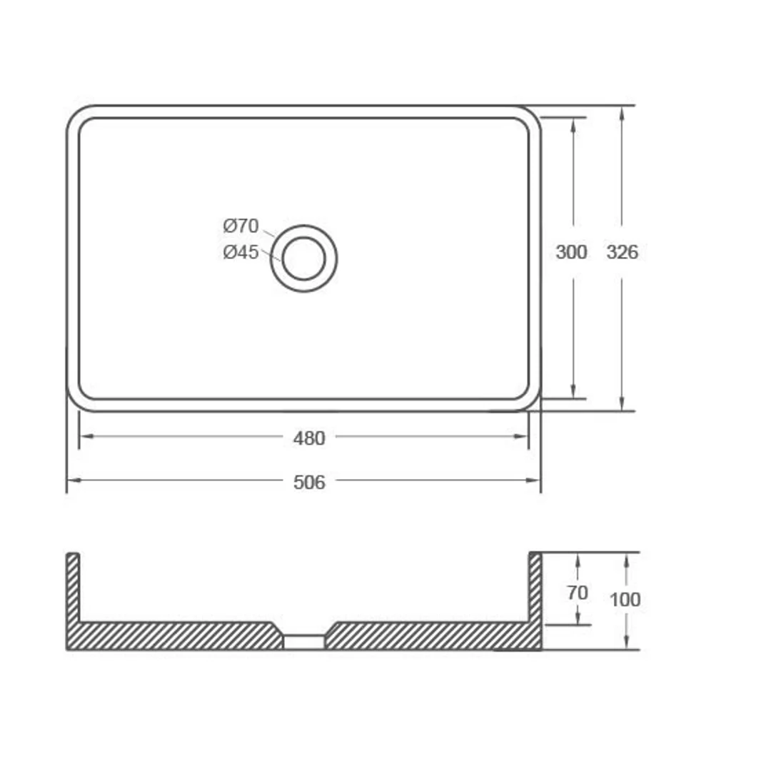 Bnk Cuneo B1 Concrete Basin 506 X 326 X 100mm - Image 3