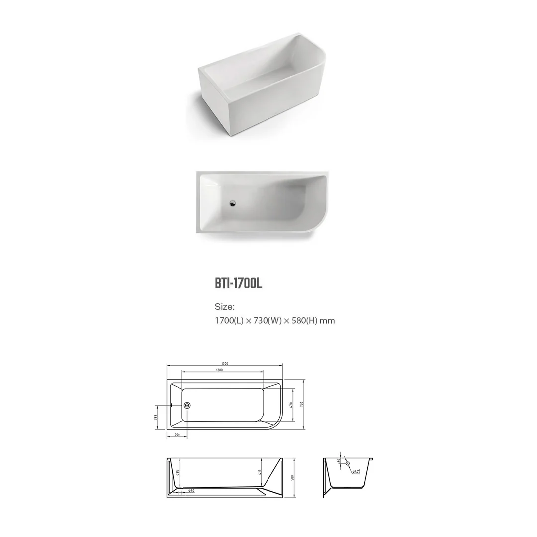 Bnk Naga Left Hand Corner Bath Matt White 1700mm - Image 3