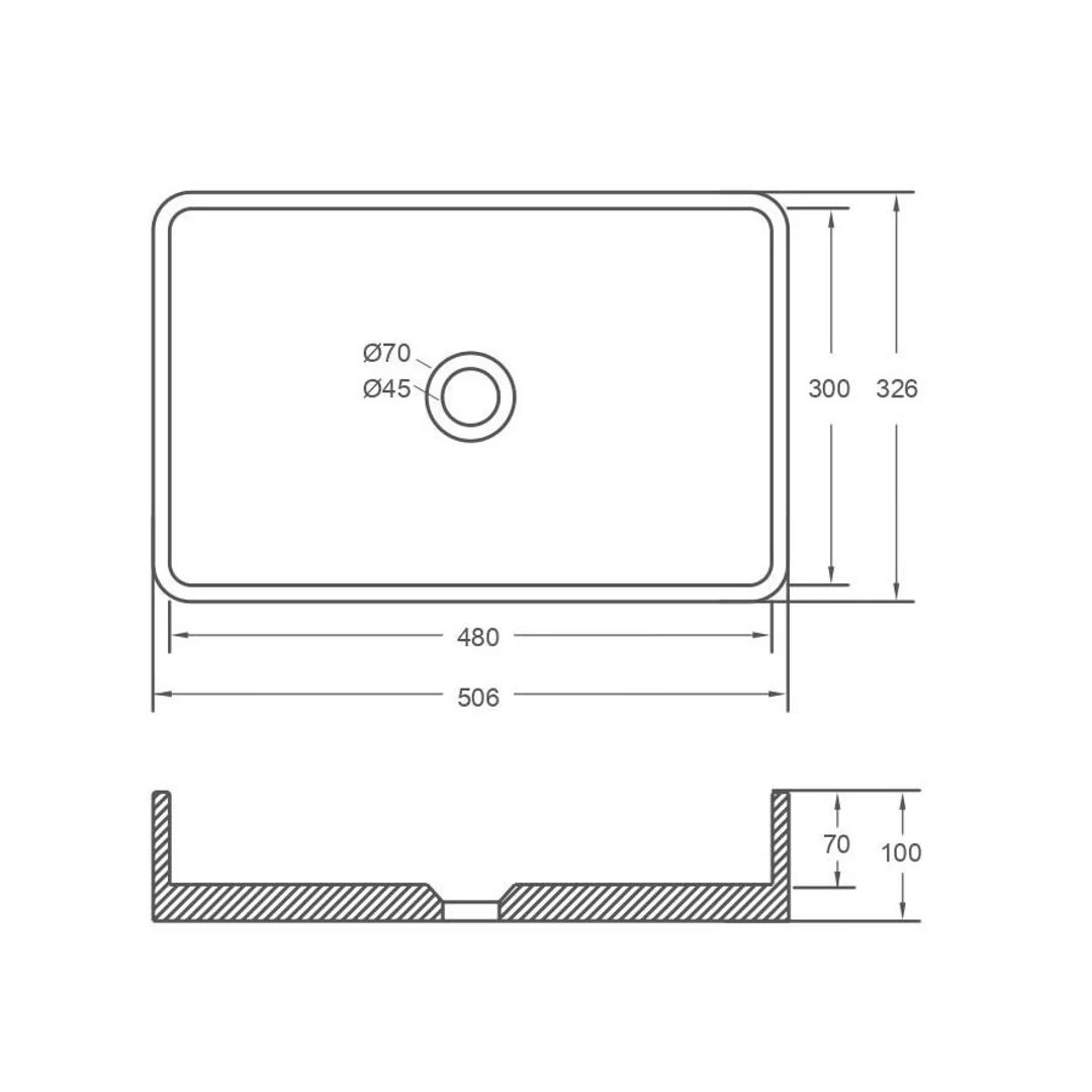 BNK Rimini Concrete Basin 506 X 326 X 100mm - White Sandstone - Image 3