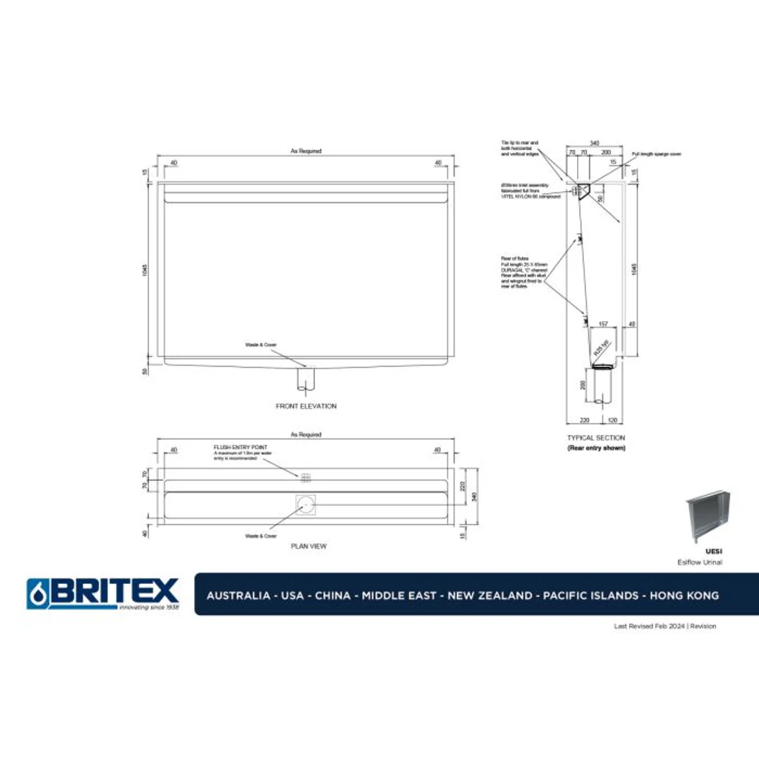 Britex Stainless Steel Urinal Trough - Image 3
