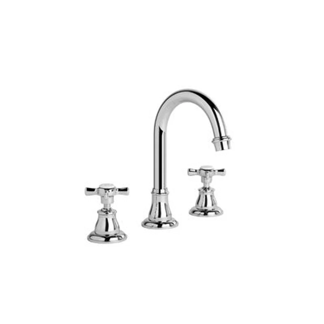 Brodware Neu England Swivel Basin Set Blk Porcel Handles Cp