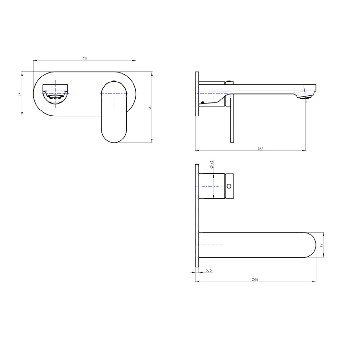 Capo 1-Plate Wall Basin or Bath Mixer Trim Kit - Gunmetal - Image 2