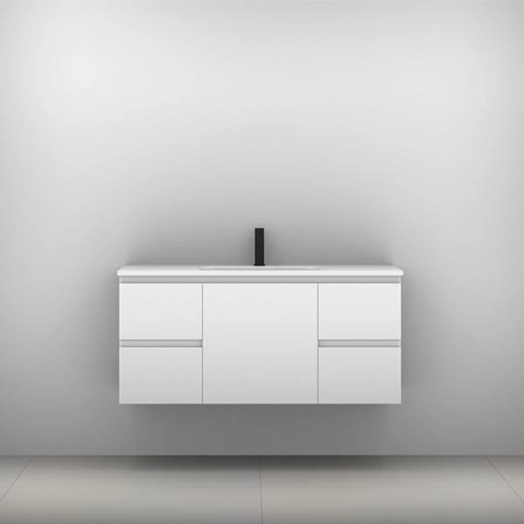 Carlo Vanity 1500mm Double Bowl Haven Polymarble Top  Wall Hung(Timberln P#:C152Hw) - Image 3