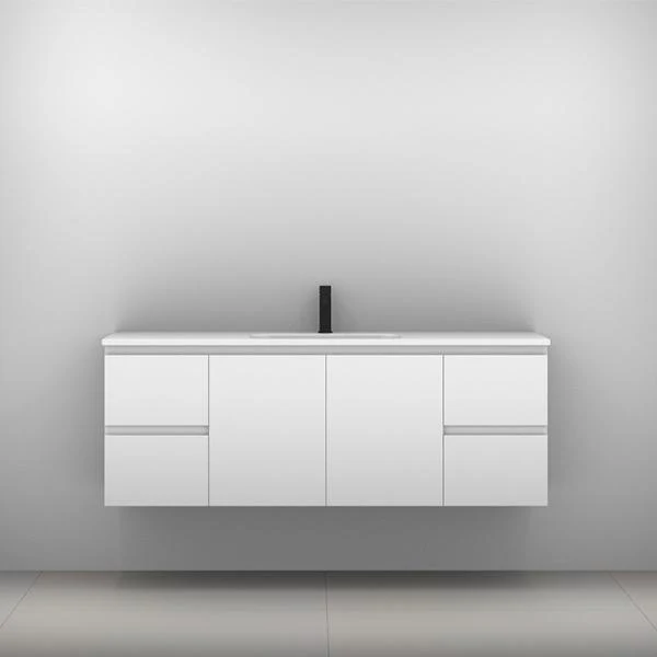 Carlo Vanity 1500mm Double Bowl Haven Polymarble Top  Wall Hung(Timberln P#:C152Hw) - Image 8