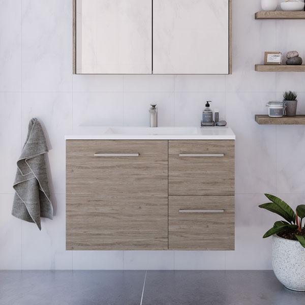 Carlo Vanity 600mm Regal Acrylic Top  Wall Hung(Timberln P#:C60Rw) - Image 3