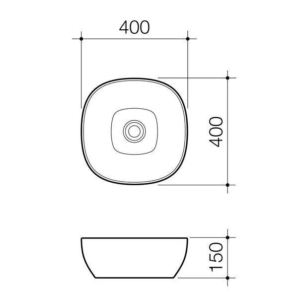 Caroma Artisan Above Counter Basin Curved Square 400mm - Image 4