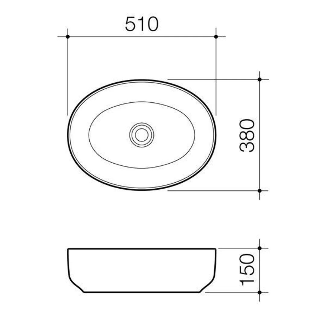 Caroma Artisan Above Counter Basin Oval 510mm - Image 5