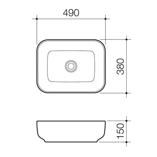 Caroma Artisan Above Counter Basin Rectangle 490mm - Image 5