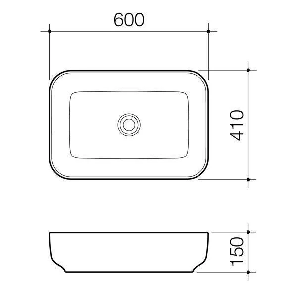 Caroma Artisan Above Counter Basin Rectangle 600mm - Image 7