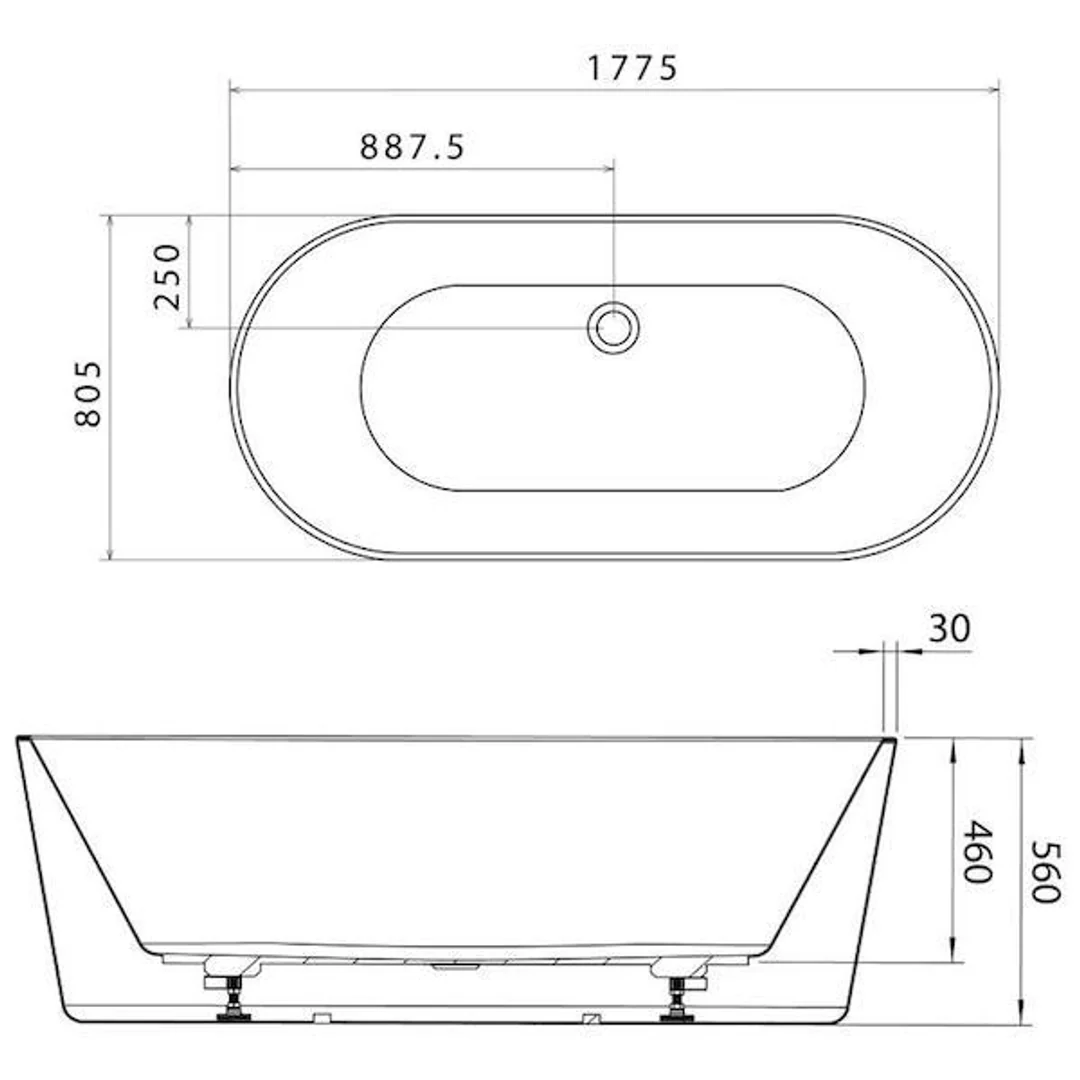 Caroma Aura Freestanding Bath White 1600mm - Image 4