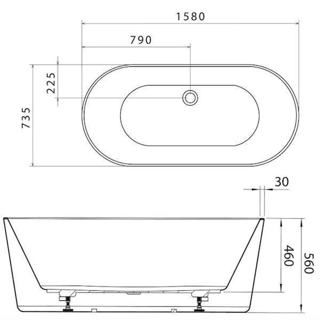 Caroma Aura Freestanding Bath White 1600mm - Image 5