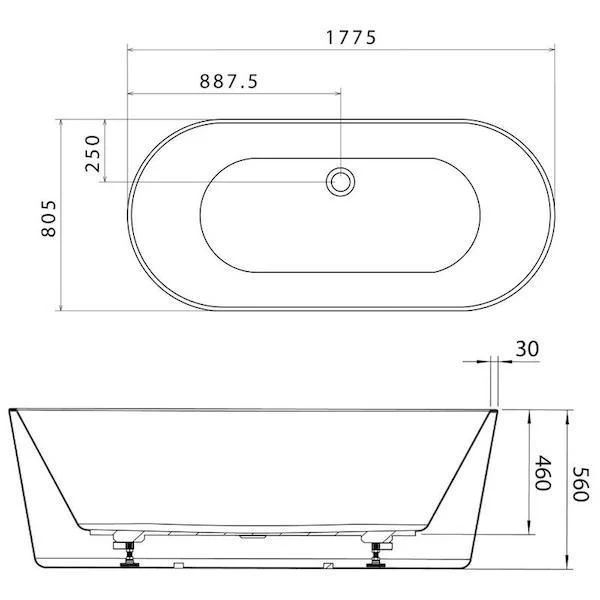 Caroma Aura Freestanding Bath White 1600mm - Image 7