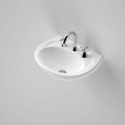 Caroma Concorde 500 Wall Basin White 3 Tap Hole - Image 4