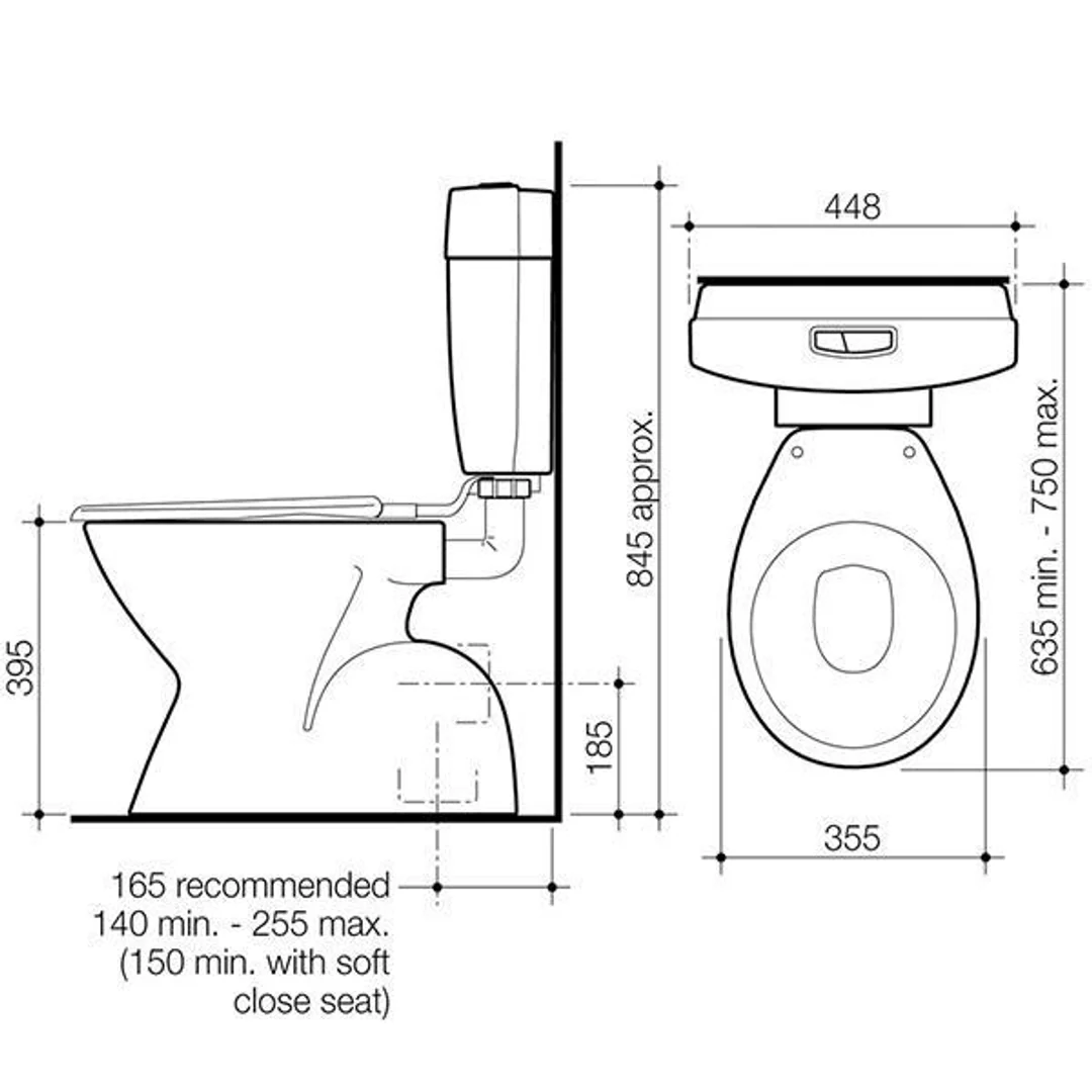 Caroma Concorde Slimline Ultra Low Suite C/W Seat P White - Image 2