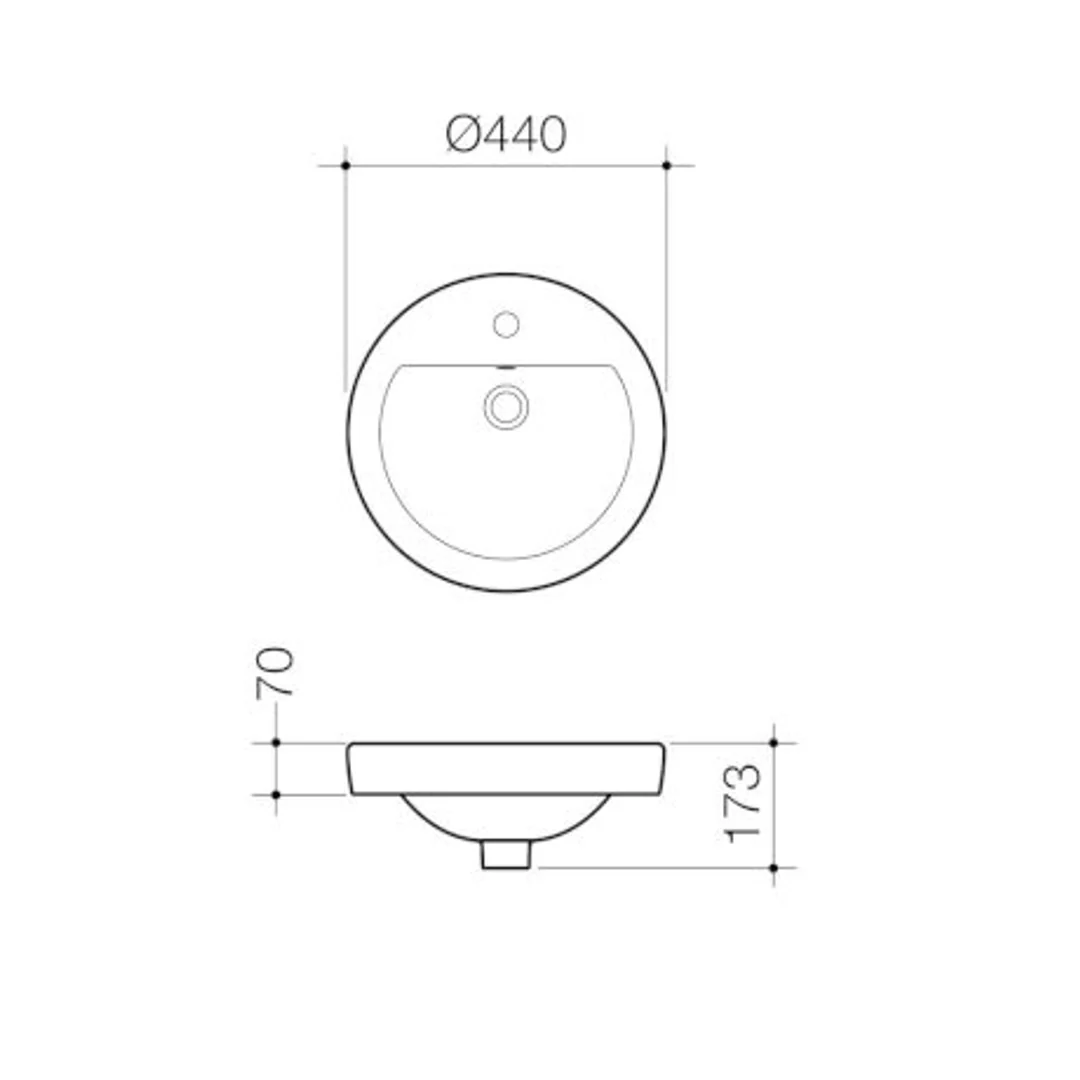 Caroma Cosmo Above Counter Basin 1 Tap Hole White - Image 3