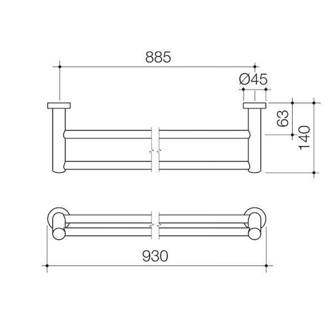 Caroma Cosmo Metal Double Towel Rail 600mm Chrome - Image 4
