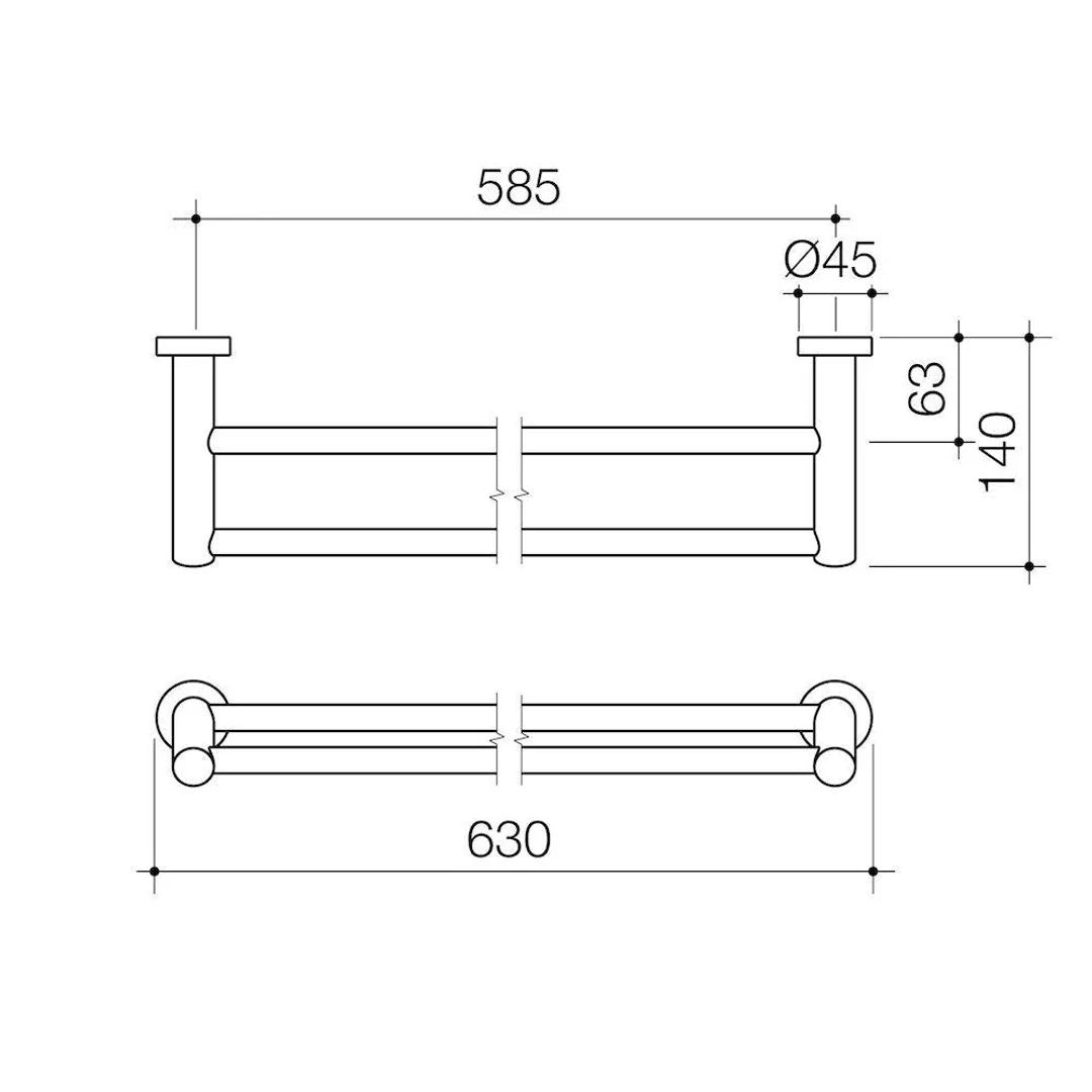 Caroma Cosmo Metal Double Towel Rail 630mm Matte Black - Image 4