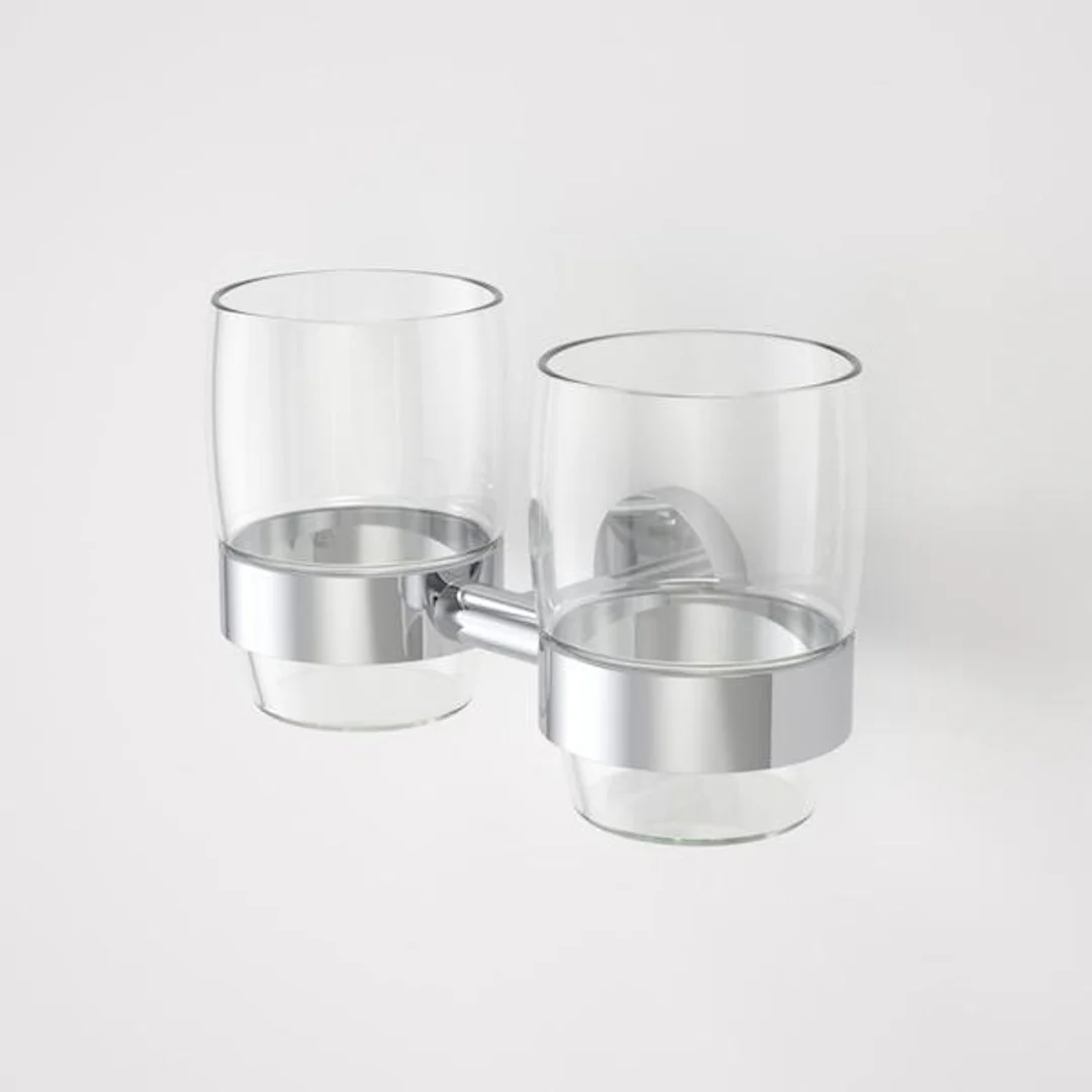 Caroma Cosmo Metal Double Tumbler Holder Chrome - Image 2